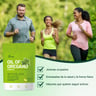 People running outdoors with supplement bottle and label reading oil of oregano with black seed oil.