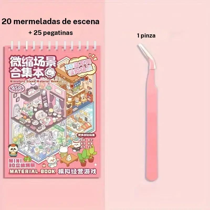 Colección de 20 escenas en miniatura 3D DIY con pinzas y 25 pegatinas.