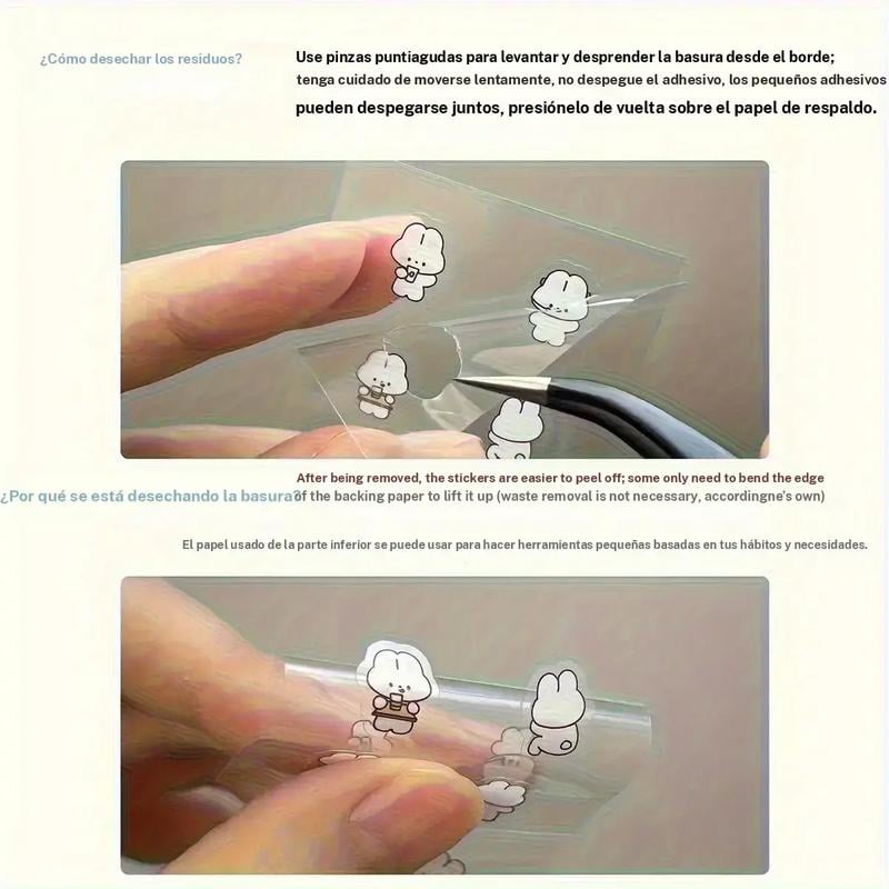 mano sosteniendo hoja de pegatinas con figuras de nubes pequeñas