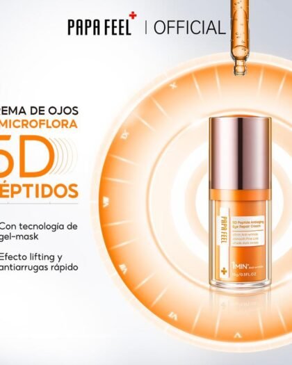 PAPA FEEL Crema para Ojos 5D Péptidos – Líneas Finas, Patas de Gallo, Ojeras y Bolsas